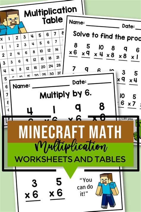 Printable Minecraft Math Worksheets